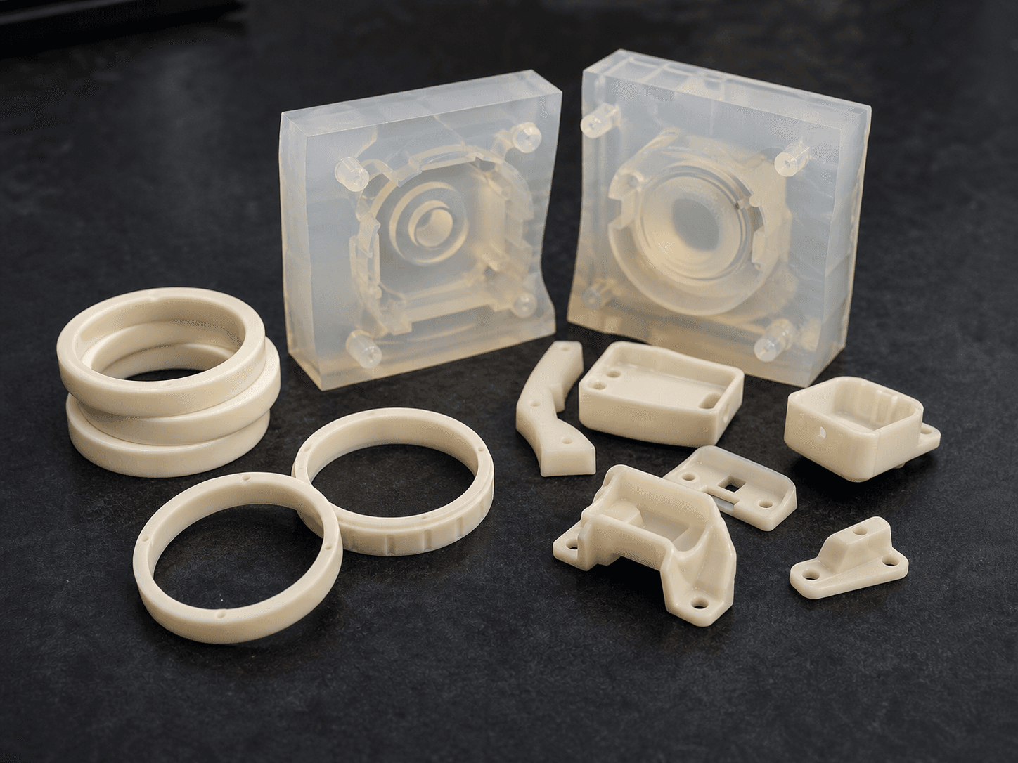 Vacuum cast polyurethane parts with silicone tooling
