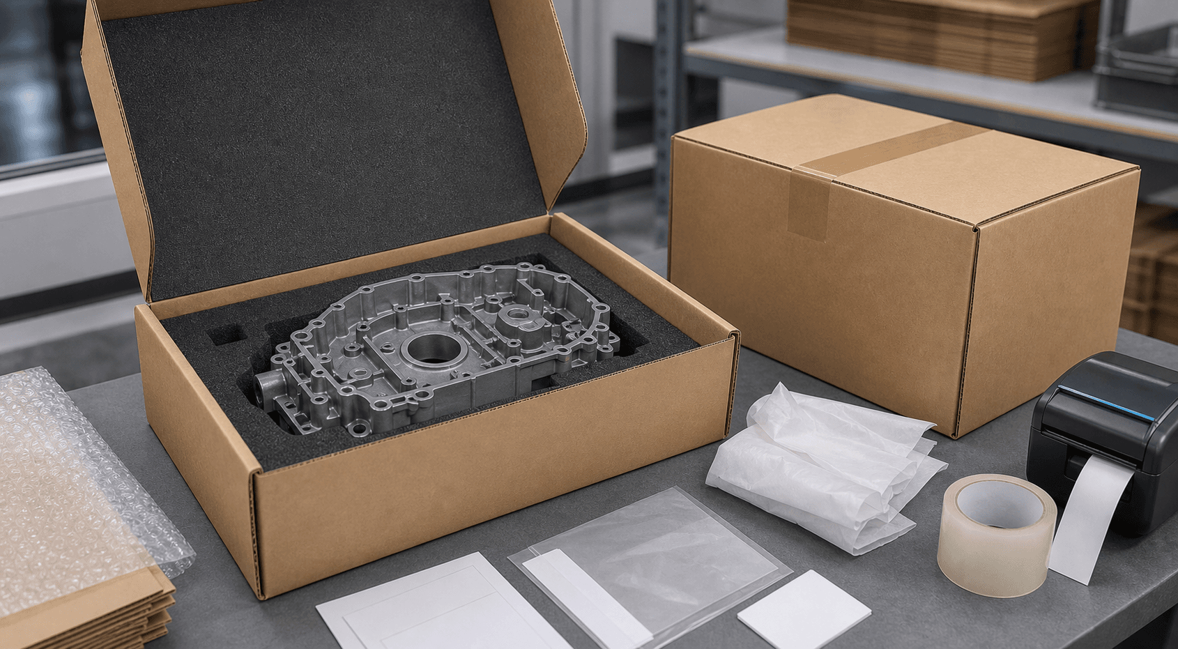 Prototype component protected in custom foam packaging